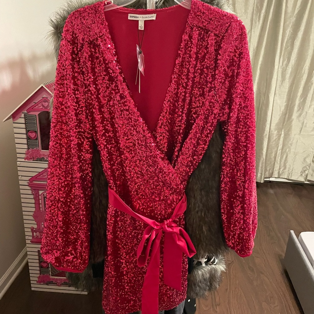 BNWT Express Sequence Wrap Dress